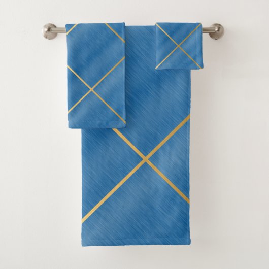 ELEGANT ROYAL BLUE DESIGN BATH TOWEL SET (Insitu)