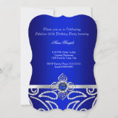 Elegant Royal Blue Diamond Pearl Birthday Party Einladung (Rückseite)