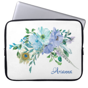 Elegant Royal Blue Floral Laptopschutzhülle