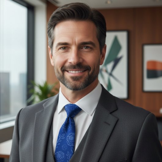 Elegant Royal Blue Floral Minimalism Krawatte