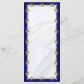 Elegant Royal Blue Floral Monogram Wedding Menükarte (Rückseite)