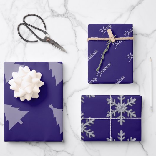 Elegant royal blue  geschenkpapier set (Vorderseite)