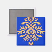 Elegant Royal Blue & Gilded Damask Magnet (Vorderseite/Rückseite)