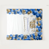 Elegant Royal Blue Gold Balloon Arch Quinceanera Wandteppich (Vorderseite (Horizontal))