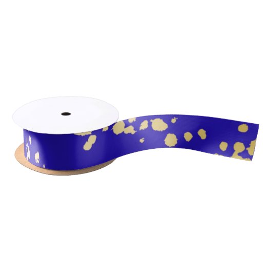 Elegant Royal Blue Gold Glitzer Ribbon Satinband (Spule)