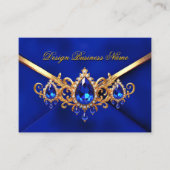 Elegant Royal Blue Gold Jewel Diamonds Gems Visitenkarte (Vorderseite)