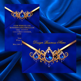 Elegant Royal Blue Gold Jewel Diamonds Gems Visitenkarte