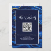 Elegant Royal Blue Gold Lace QR Code Wedding Einladung (Rückseite)