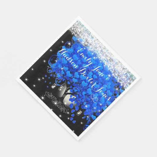 Elegant Royal Blue Heart Leaf Tree Serviette (Ecke)