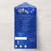 Elegant Royal Blue Heart Leaf Tree Wedding All in One Einladung (Innen Boden)