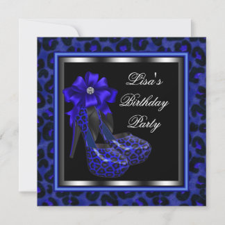 Elegant Royal Blue Leopard Geburtstagsparty Einladung