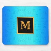 Elegant Royal Blue Metal Mit Monogramm Mousepad (Vorne)