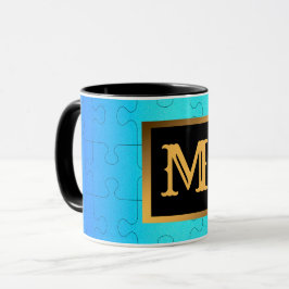 Elegant Royal Blue Metal Mit Monogramm Tasse