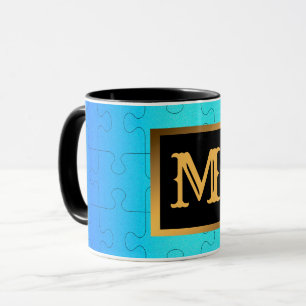 Elegant Royal Blue Metal Mit Monogramm Tasse