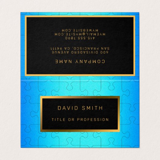 Elegant Royal Blue Metal Visitenkarten (Außenseite Aufgefaltet)