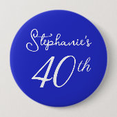 Elegant Royal Blue Monogram 40. Geburtstag Party Button (Vorderseite)