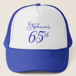 Elegant Royal Blue Monogram 65. Geburtstag Truckerkappe