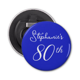 Elegant Royal Blue Monogram 80. Geburtstagsparty Flaschenöffner