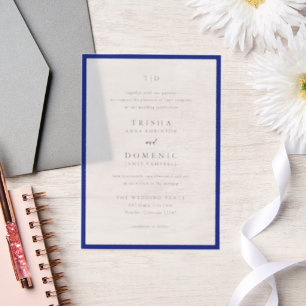 Elegant Royal Blue Monogram Modern Wedding Pergament Einladungen