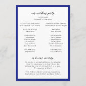 Elegant Royal Blue Monogram Modern Wedding Programm (Rückseite)