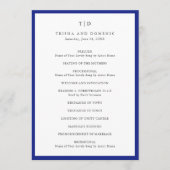 Elegant Royal Blue Monogram Modern Wedding Programm (Vorderseite)