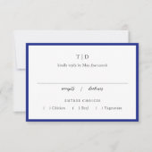 Elegant Royal Blue Monogram Modern Wedding RSVP Karte (Vorderseite)