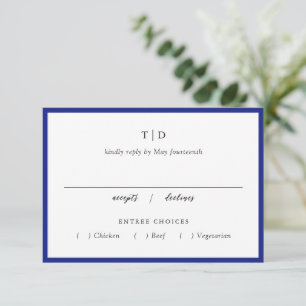 Elegant Royal Blue Monogram Modern Wedding RSVP Karte