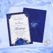 Elegant Royal Blue Monogram Rose Formal Wedding