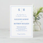 Elegant Royal Blue Monogram Wedding  Einladung (Stehend Vorderseite)