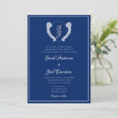 Elegant Royal Blue Monogram Wedding Einladung (Stehend Vorderseite)