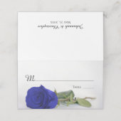 Elegant Royal Blue oder Cobalt Rose Hochzeit Write Platzkarte (Außenseite Aufgefaltet)