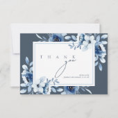 Elegant Royal Blue Opulence Floral Wedding Dankeskarte (Vorderseite)