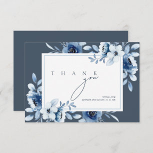Elegant Royal Blue Opulence Floral Wedding Dankeskarte