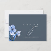 Elegant Royal Blue Opulence Floral Wedding Dankeskarte (Vorderseite)