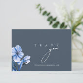 Elegant Royal Blue Opulence Floral Wedding Dankeskarte (Stehend Vorderseite)