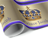 Elegant Royal Blue Prince Baby Shower Wrap Geschenkpapier (Rolleneckpunkt)