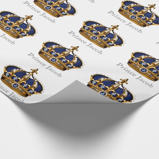 Elegant Royal Blue Prince Baby Shower Wrap Geschenkpapier (Ecke)