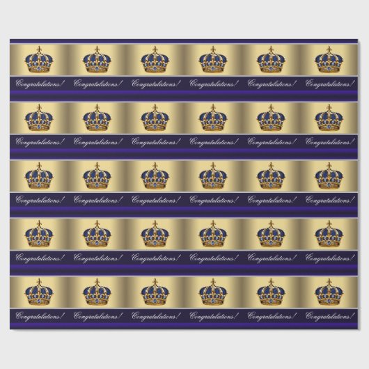 Elegant Royal Blue Prince Baby Shower Wrap Geschenkpapier (Flach)