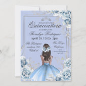 Elegant Royal Blue Quinceñera Birthday Einladung
