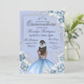 Elegant Royal Blue Quinceñera Birthday Einladung