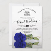 Elegant Royal Blue Reflating Rose Virtual Wedding Einladung (Vorderseite)