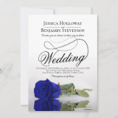 Elegant Royal Blue Rose Classy Script Wedding Einladung (Vorderseite)