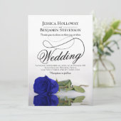 Elegant Royal Blue Rose Classy Script Wedding Einladung (Stehend Vorderseite)