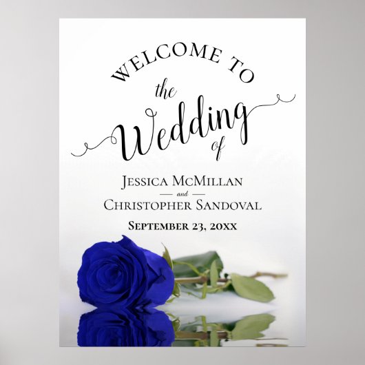 Elegant Royal Blue Rose Classy Wedding Willkommen Poster (Vorne)