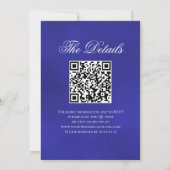 Elegant Royal Blue Rose Extravagant QR Code Weddin Einladung (Rückseite)