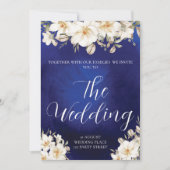 Elegant Royal Blue Rose Extravagant QR Code Weddin Einladung (Vorderseite)