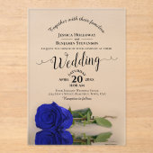 Elegant Royal Blue Rose Lacy Calligraphy Wedding Acryleinladungen (Vorderseite)