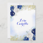 Elegant Royal Blue Rose Mis XV Anos Einladung (Rückseite)