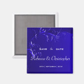 Elegant Royal Blue Save the Date Magnet (Vorderseite/Rückseite)