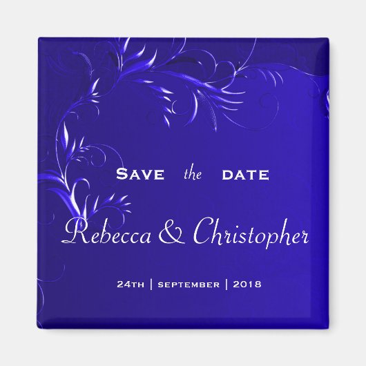Elegant Royal Blue Save the Date Magnet (Vorne)